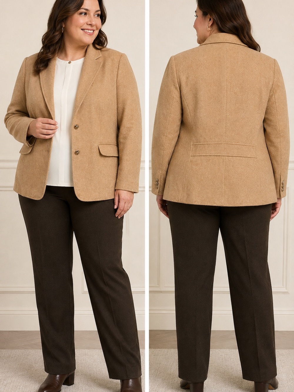 Talbots Plus 14W Wool Blend
Herringbone Blazer Tan - Picture 13 of 13